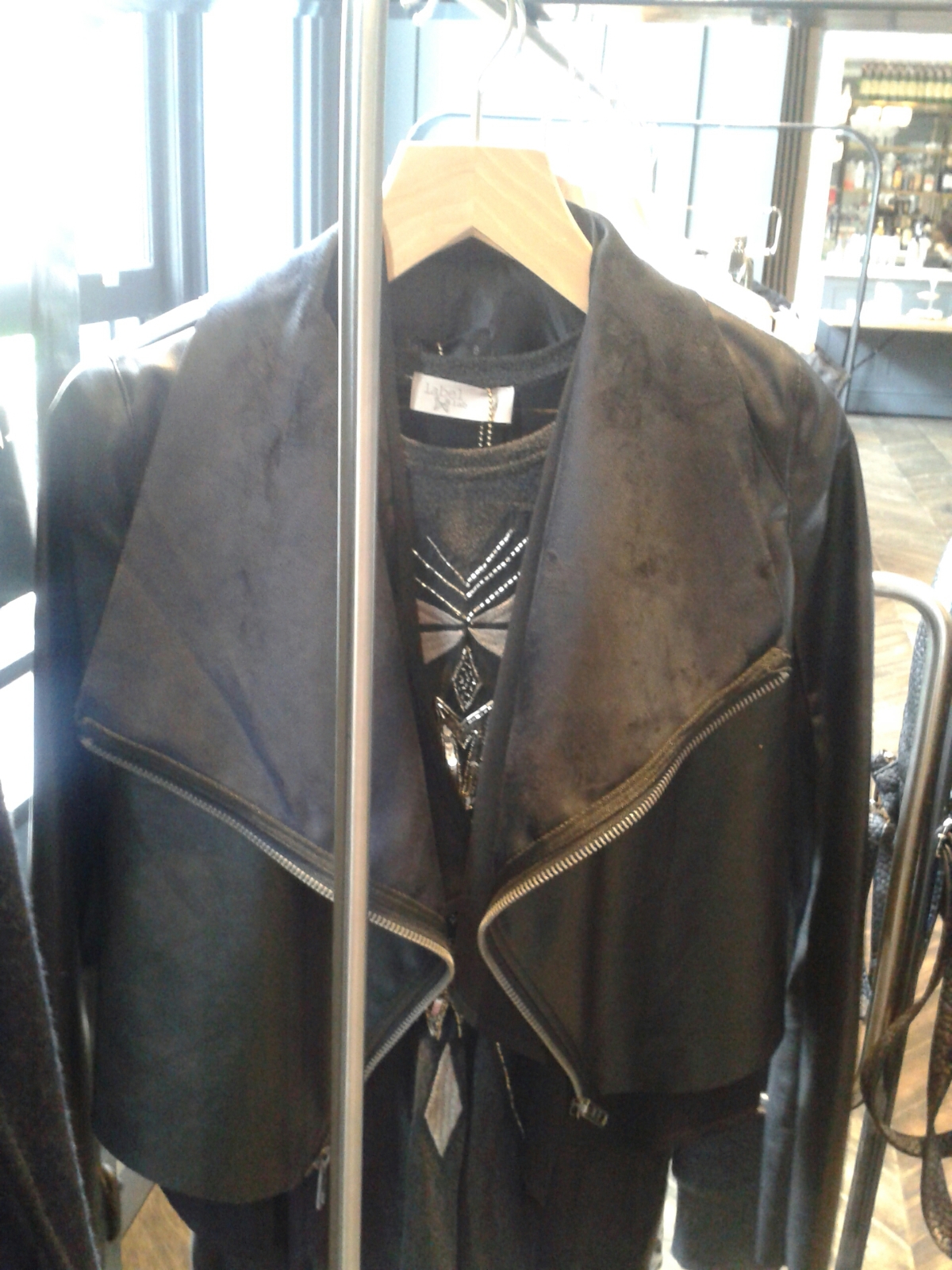 Label Lab Leather Waterfall Jacket at House of Fraser AW2015 Press Preview in Dublin