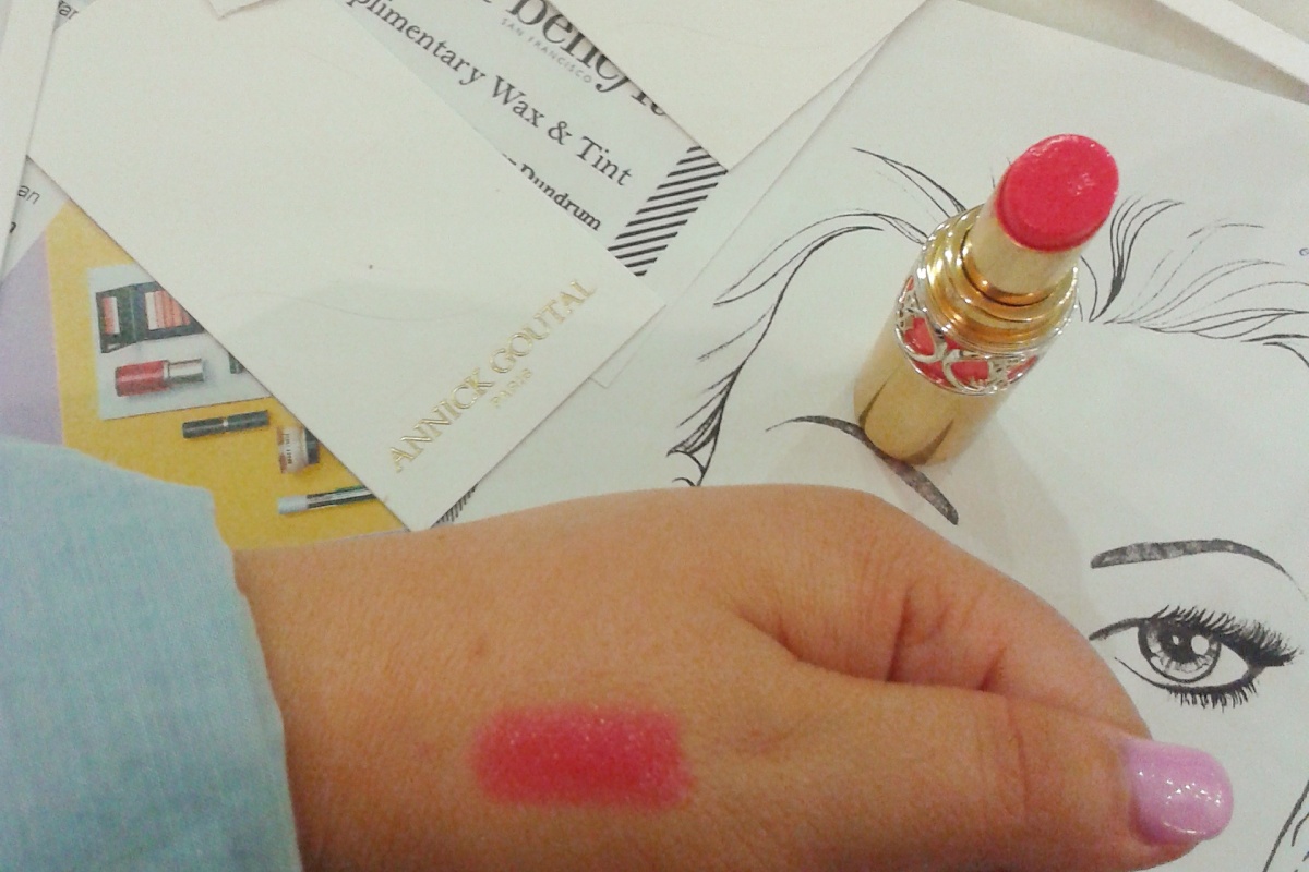 YSL Rouge Volupte lipstick at the Launch of #TheBeautyEvent at House of Fraser Exclusive Blogger Evening